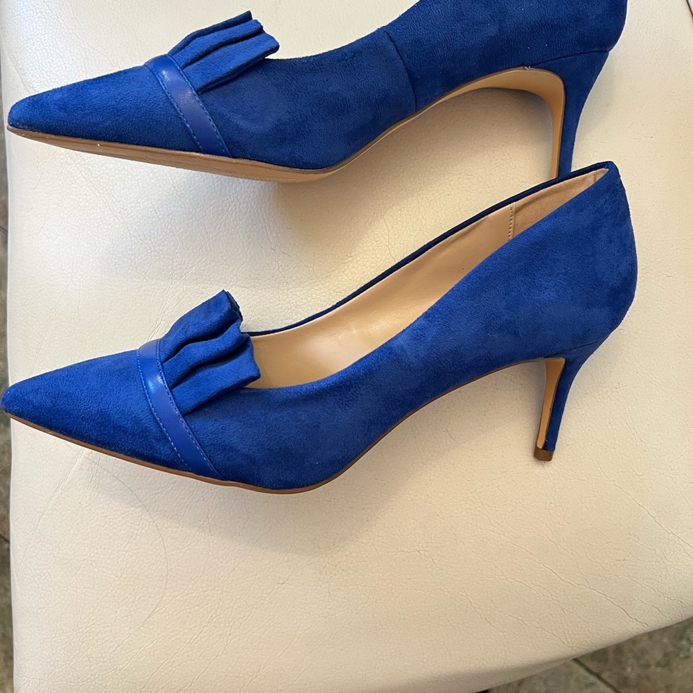 Elegant Blue Suede Women's Heels